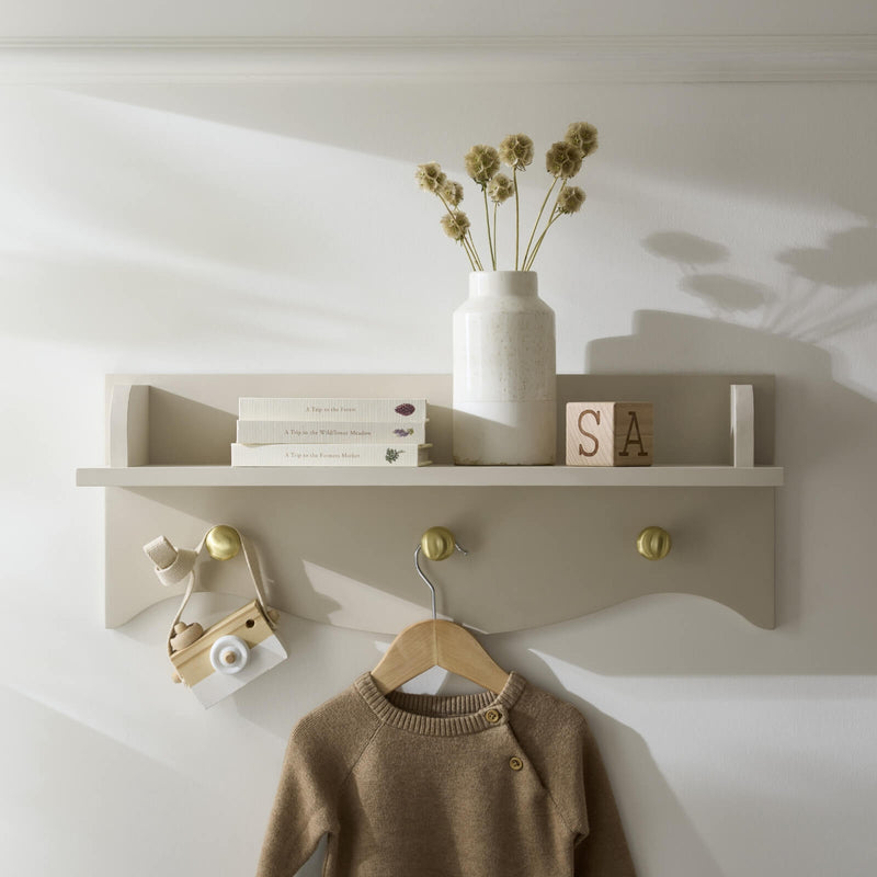 Cashmere CuddleCo Clara Shelf in a natural Scandi Cream gender-neutral nursery | Storage Solutions | Nursery Furniture - Clair de Lune UK