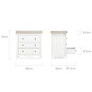 Dimensions of the Changing Unit, part of the White CuddleCo Clara 3 Piece Nursery Furniture Set in a cosy neutral nursery | Nursery Furniture | Cot Bed - Clair de Lune UK