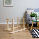 Natural Standard Rocking Moses Basket Stand in a Greige living room | Moses Basket Stand | Moses Baby Baskets & Bassinet Accessories | Nursery Furniture - Clair de Lune UK