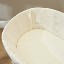  The sheet of the 2 Pack Universal Cotton Moses Basket Sheets in cream on a Moses basket mattress | Soft Baby Sheets | Cot, Cot Bed, Pram, Crib & Moses Basket Bedding - Clair de Lune UK