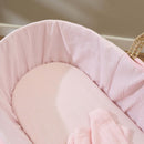 Pink 2 Pack Universal Cotton Moses Basket Sheets - 74 x 30 cm on a Moses basket mattress | Soft Baby Sheets | Cot, Cot Bed, Pram, Crib & Moses Basket Bedding - Clair de Lune UK