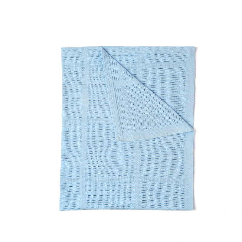 Blue Soft Cotton Cellular Cot Blanket | Cosy Baby Blankets | Nursery Bedding | Newborn, Baby and Toddler Essentials - Clair de Lune UK