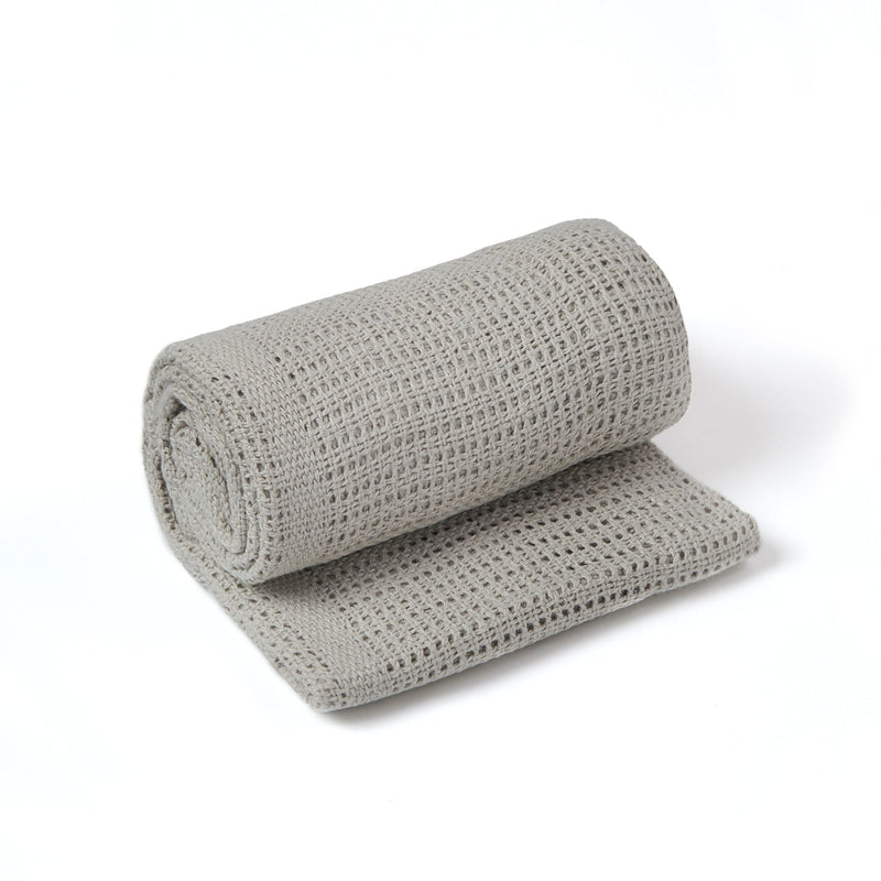 Folded Grey Soft Cotton Cellular Pram Blanket | Cosy Baby Blankets | Nursery Bedding | Newborn, Baby and Toddler Essentials - Clair de Lune UK