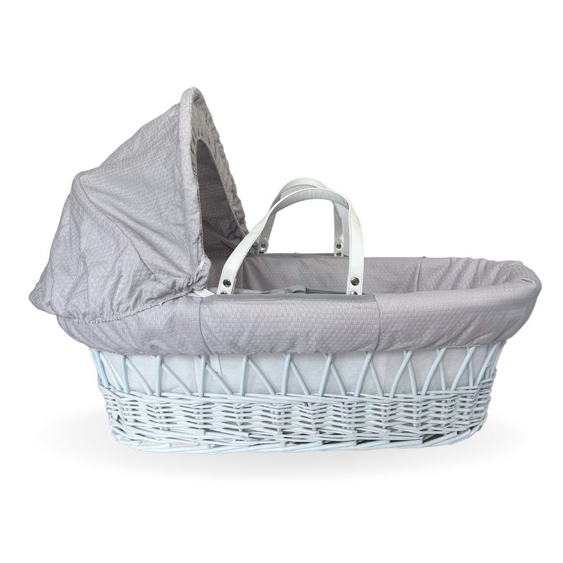 Cotton Dream Frosted White Wicker Moses Basket | Co-sleepers | Nursery Furniture - Clair de Lune UK