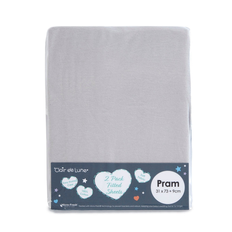 Micro-Fresh® 2 Pack Fitted Pram Sheets - 73 x 31 cm