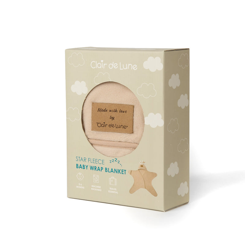 Beige Star Fleece Baby Wrap Blanket in a gift box | Cosy Baby Blankets | Nursery Bedding | Newborn, Baby and Toddler Essentials - Clair de Lune UK