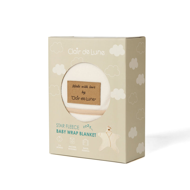 Cream Star Fleece Baby Wrap Blanket in a gift box | Cosy Baby Blankets | Nursery Bedding | Newborn, Baby and Toddler Essentials - Clair de Lune UK