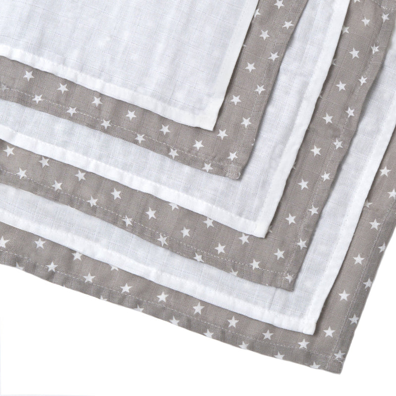 A stack of 6 Pack Star Muslin Squares - 30 x 30 cm | Feeding Essentials | Feeding & Weaning | Toddler Essentials - Clair de Lune UK