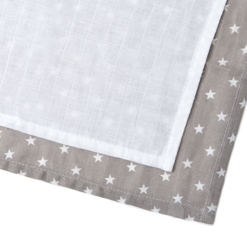 A stack of 2 Pack Star Muslin Swaddles | Cosy Baby Blankets | Nursery Bedding | Newborn, Baby and Toddler Essentials - Clair de Lune UK