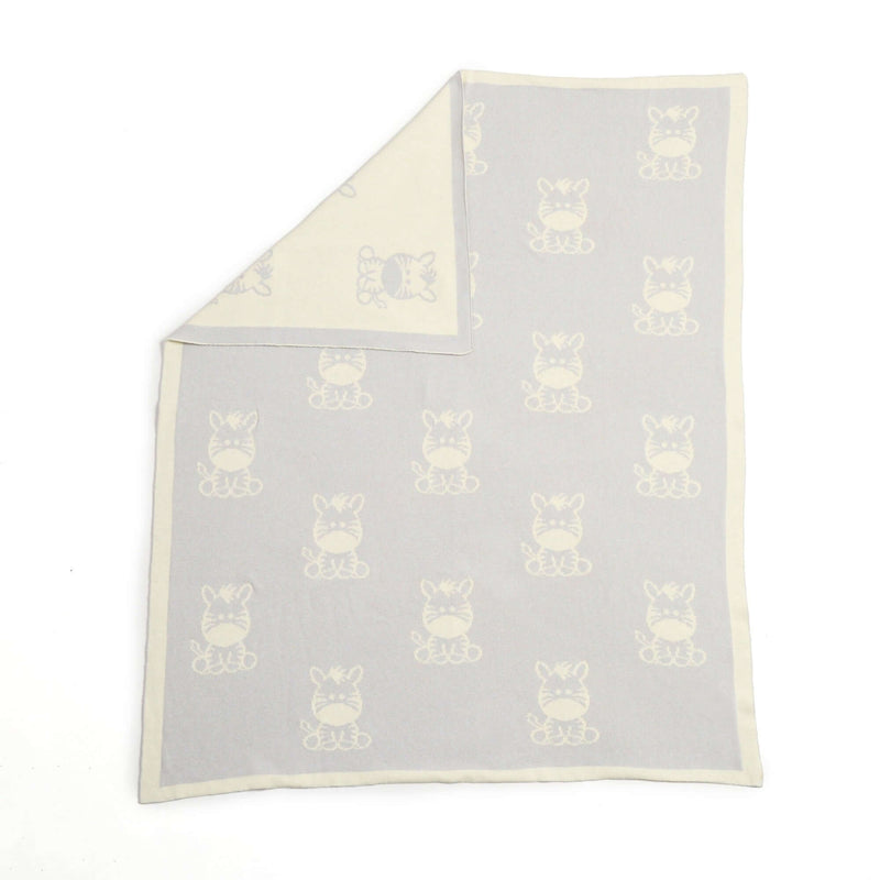 Reversible Zebra Knitted Blanket | Cosy Baby Blankets | Nursery Bedding | Newborn, Baby and Toddler Essentials - Clair de Lune UK