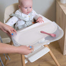Mum removing the washable tray from the Beige 6in1 High Chair | High chairs | Feeding & Weaning | Toddler Furniture - Clair de Lune UK