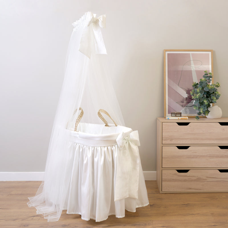 80th Anniversary Windsor Palm Moses Basket Bundle with a vintage drape set | Moses Baskets and Stands | Co-sleepers | Nursery Furniture - Clair de Lune UK
