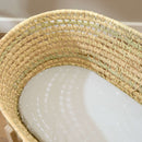 The grey polka dot side of the 2 Pack Fitted Jungle Dream Moses Basket Sheets - 74 x 30 cm | Baby Sheets | Bassinet & Moses Basket Bedding - Clair de Lune UK