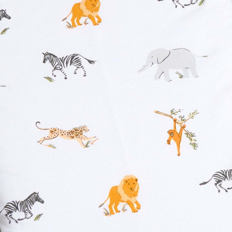 The animal print fabric of the 2 Pack Fitted Jungle Dream Moses Basket Sheets - 74 x 30 cm | Soft Baby Sheets | Cot, Cot Bed, Pram, Crib & Moses Basket Bedding - Clair de Lune UK