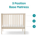 Cashmere East Coast Space Saver Cot with Mattress Bundle diagram of the 3 position base mattress heights | Cots, Cot Beds & Toddler Beds | Nursery Furniture - Clair de Lune UK