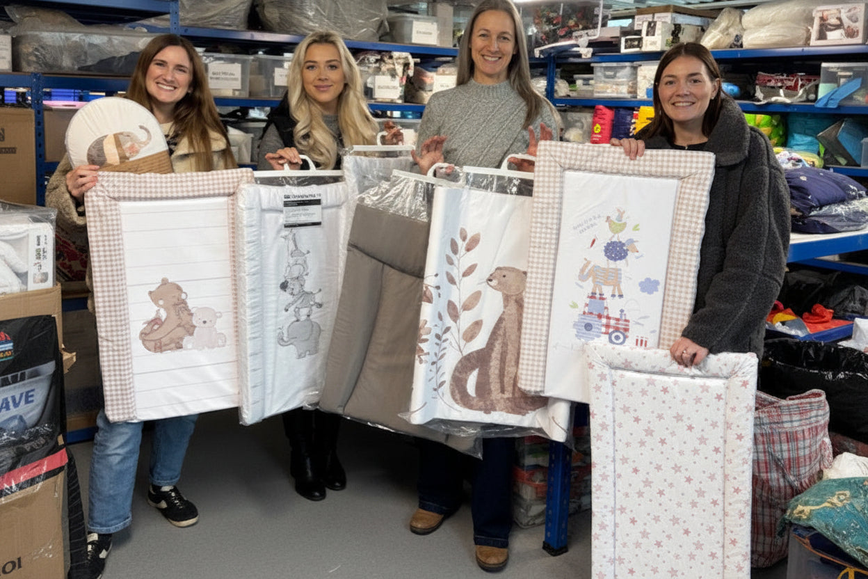 Volunteers with changing mats donated by Clair de Lune | Charity Partnerships - Clair de Lune UK
