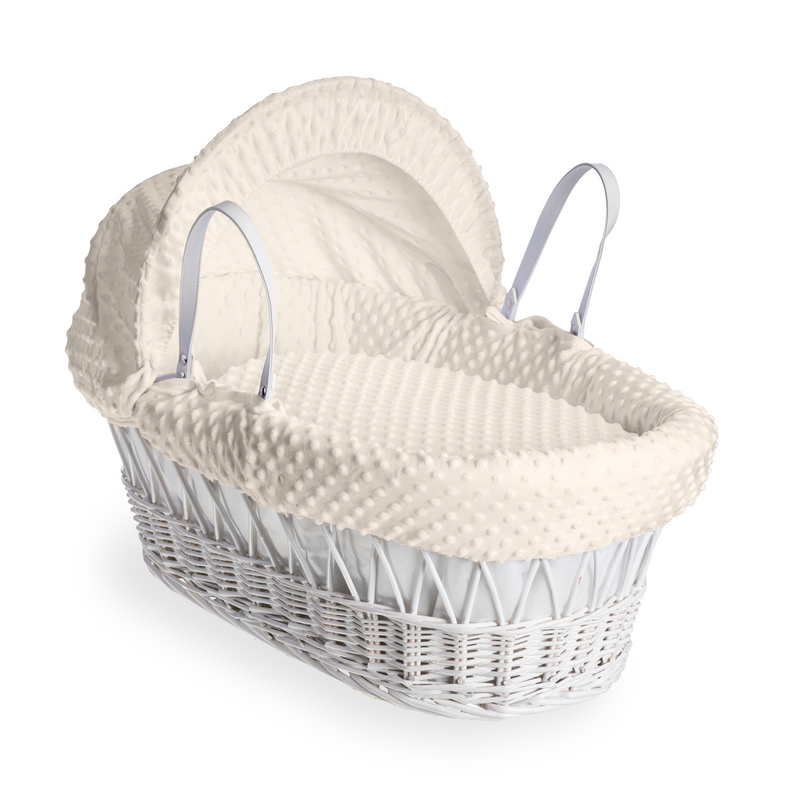 Cream Dimple White Wicker Moses Basket | Moses Baby Baskets, Bassinets | Co-sleepers | Nursery Furniture - Clair de Lune UK