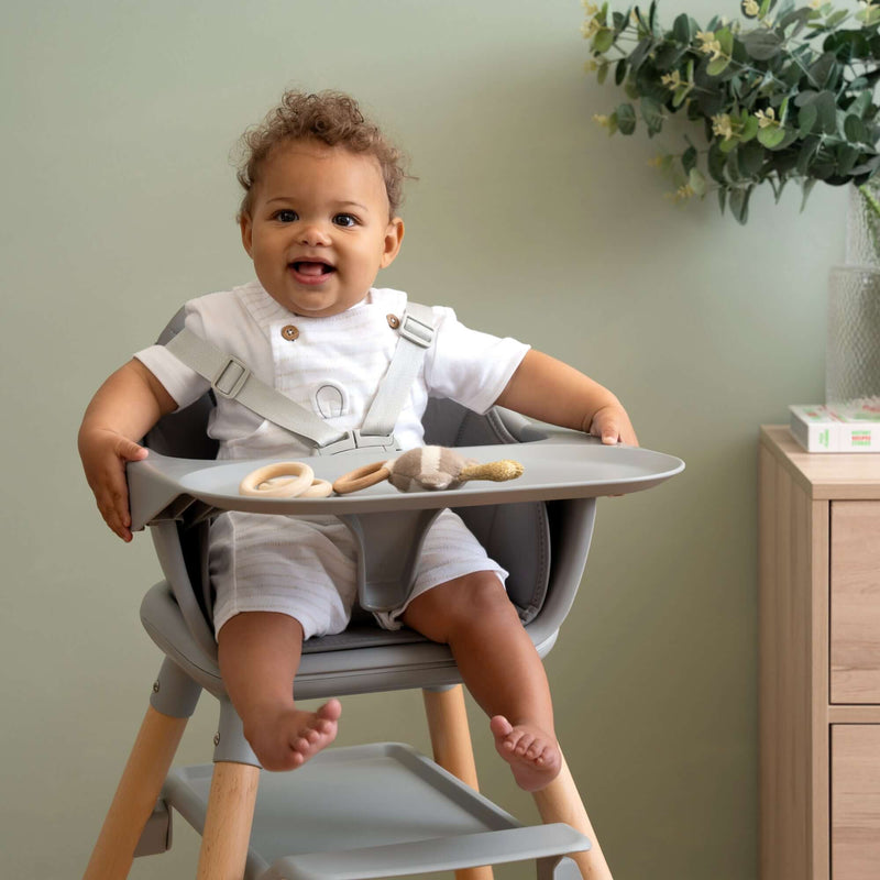 Toddler sitting on the 6in1 Eat & Play High Chair | Highchairs | Feeding & Weaning - Clair de Lune UK