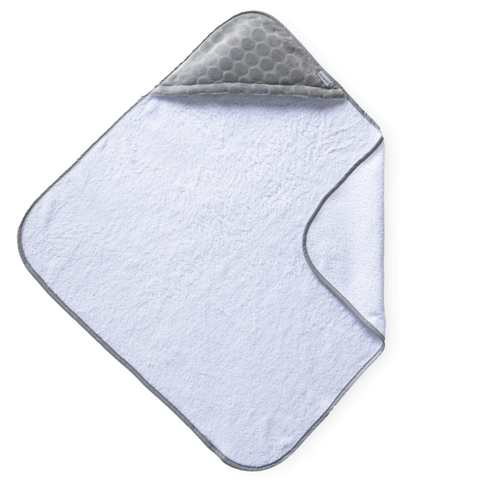 The grey Marshmallow hooded towel of the grey Baby Shower Gift Set | Newborn Hampers | Toys & Gifts - Clair de Lune UK
