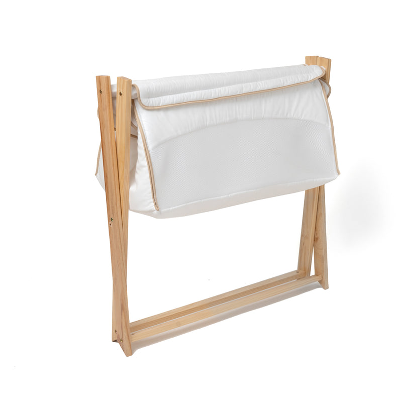 Folded White Organic Folding Crib | Bedside Cribs & Folding Cribs | Next To Me Cots & Newborn Baby Beds | Co-sleepers - Clair de Lune UK