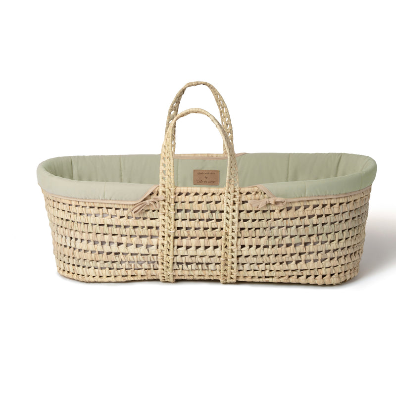Sage Green Organic Palm Moses Basket | Moses Baskets and Stands | Co-sleepers | Nursery Furniture - Clair de Lune UK