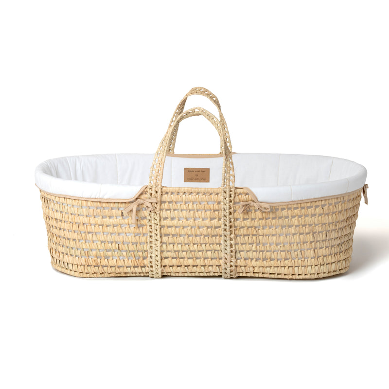  White Organic Palm Moses Basket | Moses Baskets | Co-sleepers | Nursery Furniture - Clair de Lune UK