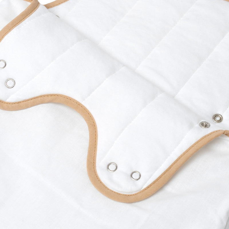The buttons on the White Organic Sleeping Bag (0-6 Months) | Baby Sleeping Bags | Nightwear - Clair de Lune UK