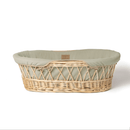 Sage Green Organic Natural Wicker Moses Basket | Moses Baskets | Co-sleepers | Nursery Furniture - Clair de Lune UK