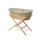 Sage Green Organic Natural Wicker Moses Basket on the Natural Folding Stand | Moses Baskets | Co-sleepers | Nursery Furniture - Clair de Lune UK