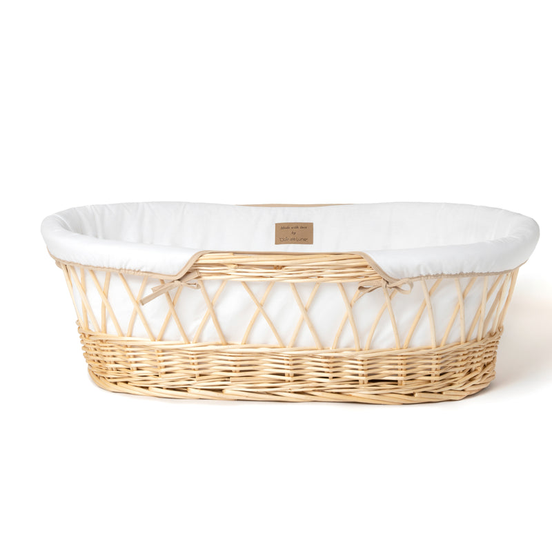White Organic Natural Wicker Moses Basket | Moses Baskets | Co-sleepers | Nursery Furniture - Clair de Lune UK