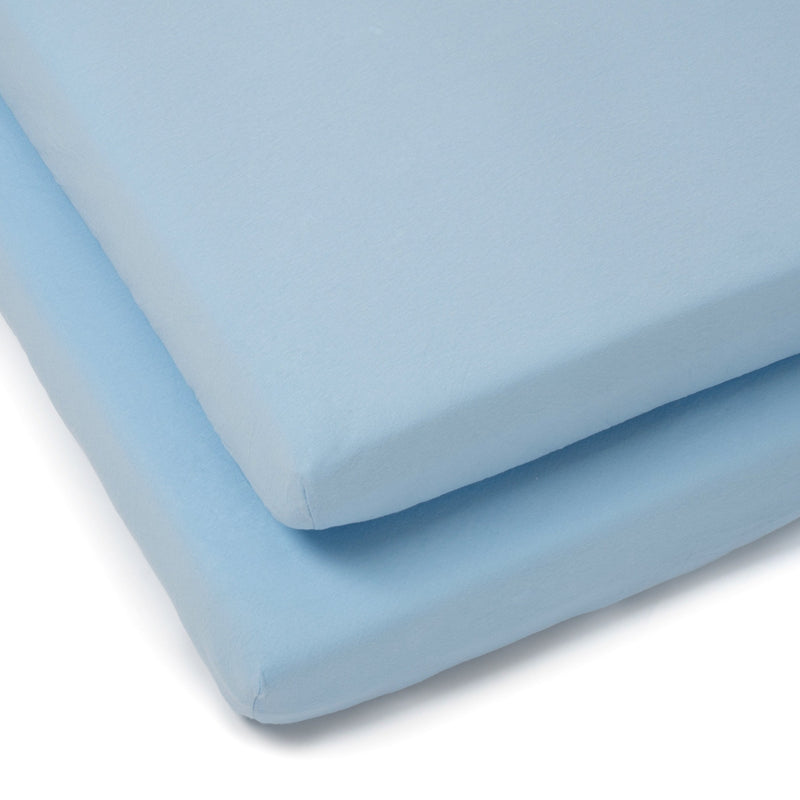 2 Pack Blue Fitted Cotton Cot Bed Sheets - 140 x 70 cm | Soft Baby Sheets | Cot, Cot Bed, Pram, Crib & Moses Basket Bedding - Clair de Lune UK