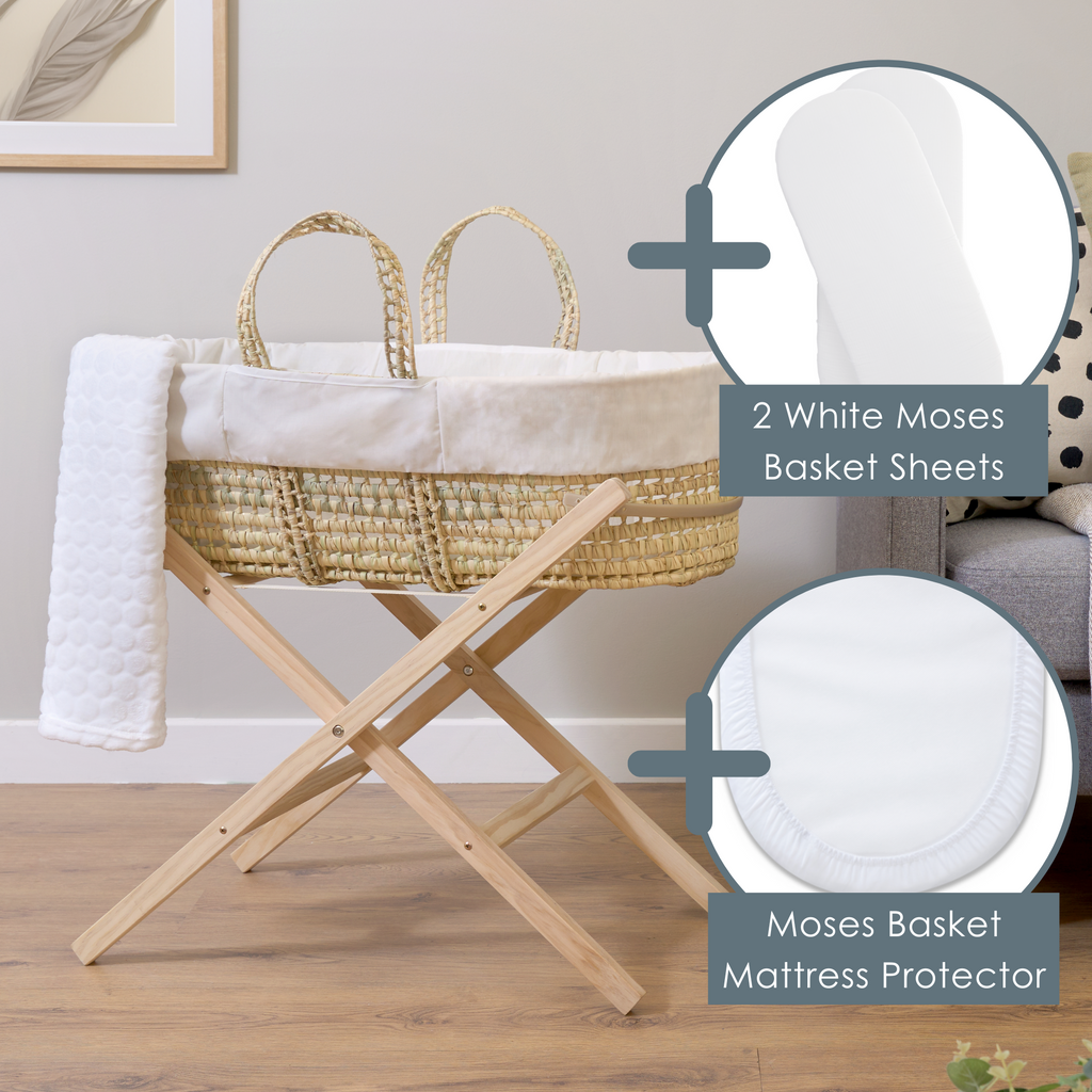 Special Buy Scandi Moses Basket With Stand Blanket Moses