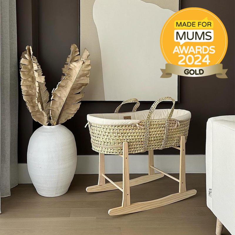 Cream Organic Palm Moses Basket Bundle | Moses Baskets and Stands | Co-sleepers | Nursery Furniture - Clair de Lune UK