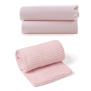 Folded Pink Soft Cotton Cellular Shawl bundled with a pair of two pink soft Moses basket sheets | Cosy Baby Blankets & Swaddles | Nursery Bedding | Newborn Baby Essentials - Clair de Lune UK
