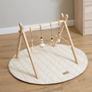 Organic Play Mat & Wooden Play Gym Set on wooden floor in the nursery | Baby Play Mats & Gyms | Baby Tummy Time Toys - Clair de Lune UK