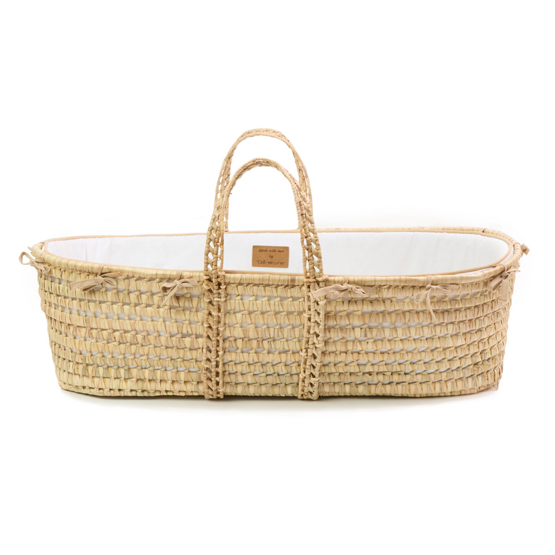 White Savannah Palm Moses Basket | Moses Baskets | Co-sleepers | Nursery Furniture - Clair de Lune UK