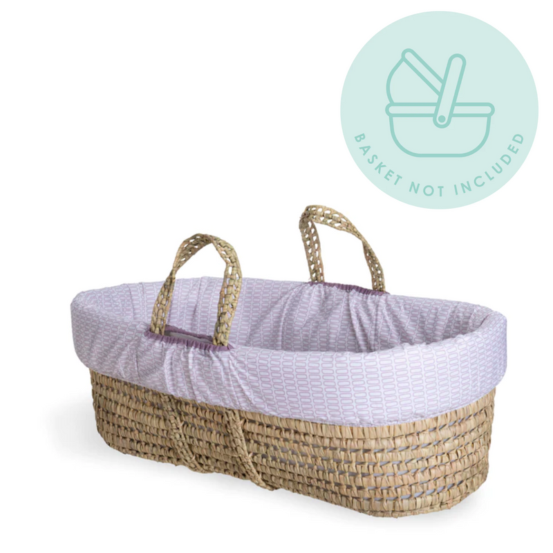  Lilac Blossom Palm Moses Basket Dressing with the no-basket-included icon | Limited Editions | Co-sleepers | Clair de Lune - UK