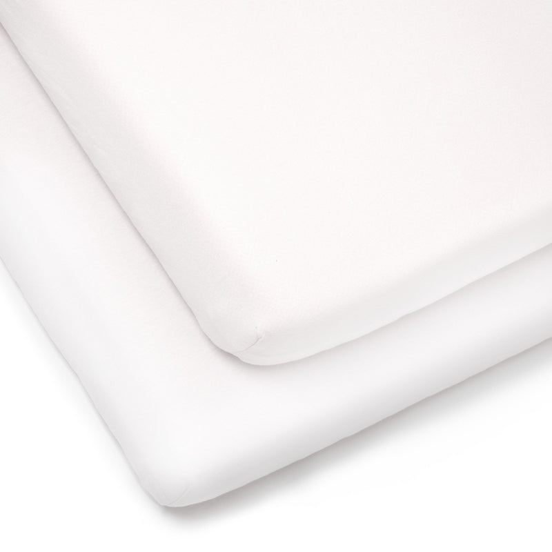 2 Pack White Fitted Cotton Cot Sheets - 120 x 60 cm | Soft Baby Sheets | Cot, Cot Bed, Pram, Crib & Moses Basket Bedding - Clair de Lune UK
