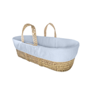 Blue Cotton Candy Palm Moses Basket on an angle | Moses Baby Baskets & Bassinets | Nursery Furniture - Clair de Lune UK