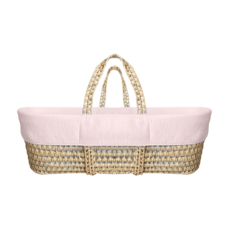 Pink Cotton Candy Palm Moses Basket | Moses Baby Baskets & Bassinets | Nursery Furniture - Clair de Lune UK