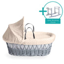 Cream Dimple Grey Wicker Moses Basket Bundled with the Standard Grey Rocking Stand | Moses Baby Baskets, Bassinets & Co-sleepers | Nursery Furniture - Clair de Lune UK