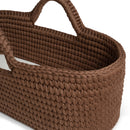 A close up of the Chocolate Crochet Moses Basket on White Background | Moses Baby Basket and Stand | Nursery Furniture - Clair de Lune UK