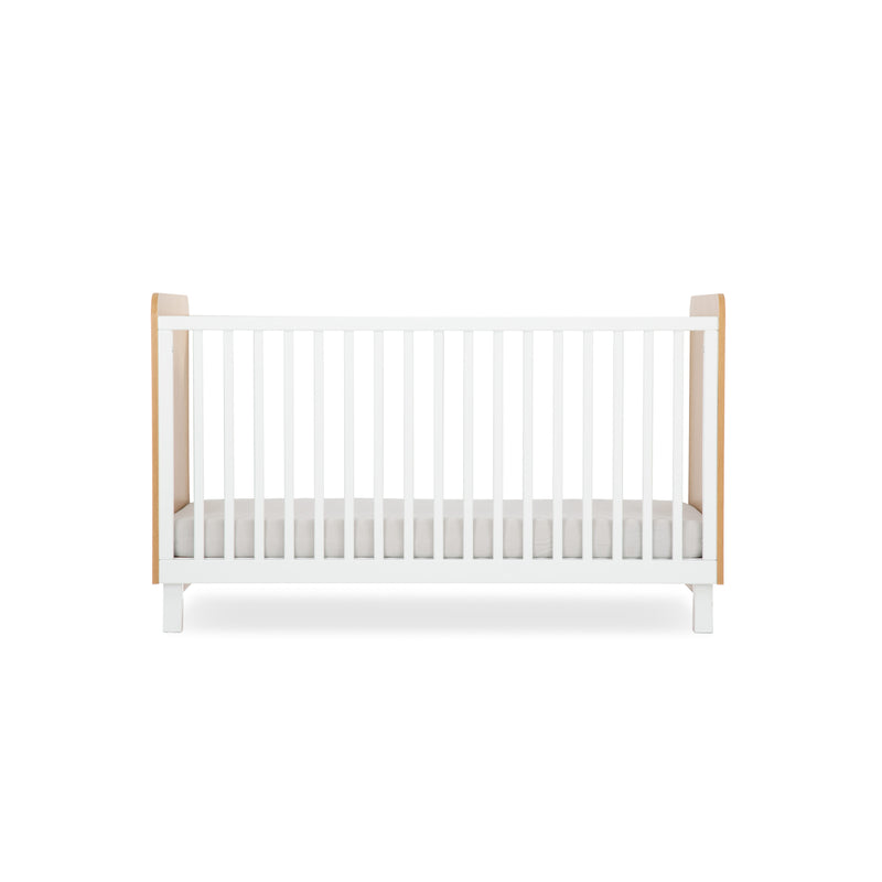 The cot transformation of the Natural Wood and White CuddleCo Rafi Cot Bed | Cots, Cot Beds, Toddler & Kid Beds | Nursery Furniture - Clair de Lune UK