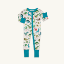 Grow Grows Organic Dandy Dinos Sleepsuit on white background | Baby Grows and Onesies | Organic Baby Clothing - Clair de Lune UK