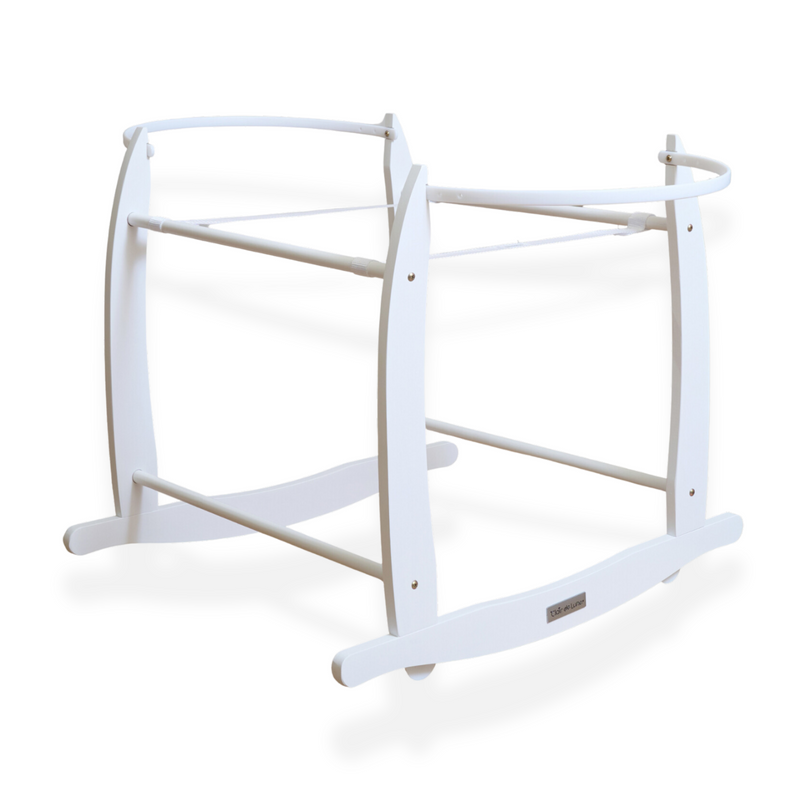 White Deluxe Rocking Stand | Moses Basket Stand | Moses Baby Baskets & Bassinet Accessories | Nursery Furniture - Clair de Lune UK