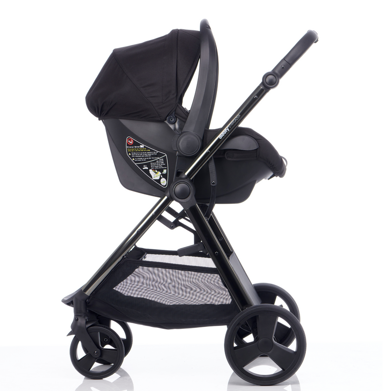 The matching Stargazer car seat on the Black Stargazer Pushchair in the Didofy Black Stargazer 11 Piece Ultimate Travel System Bundle | Didofy | Pushchairs and Travel Systems | Baby & Kid Travel - Clair de Lune UK