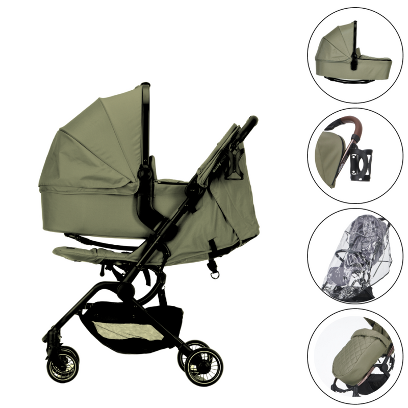 The 2in1 Pushchair and Carry Cot from the Green Didofy New Aster 2 Ultra-Compact Pushchair & Starter Bundles | Didofy | Pushchairs and Travel Systems | Baby & Kid Travel - Clair de Lune UK
