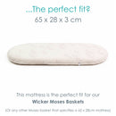 Natural Bamboo Wicker Moses Basket Mattress (65 x 28 cm)