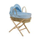 Blue Dimple Palm Moses Basket with Folding Stand | Moses Baby Baskets, Bassinets & Co-sleepers | Nursery Furniture - Clair de Lune UK