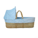 Blue Dimple Palm Moses Basket view from the side | Moses Baby Baskets, Bassinets & Co-sleepers | Nursery Furniture - Clair de Lune UK